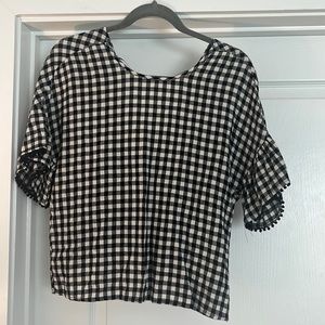 Plaid Open-Backed Blouse
